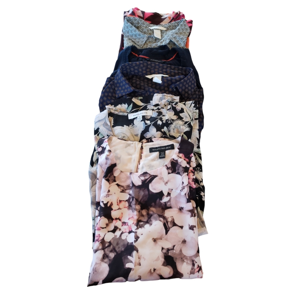 Tank Blouse Bundle of 6 Size XS Florals Abstract Patterns Solid Career Office